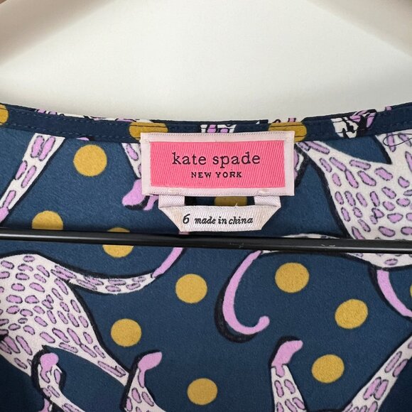 Kate Spade Panther Dot Wrap Top Novelty Print Cheetah Leopard Polkadot Blouse - Picture 4 of 11